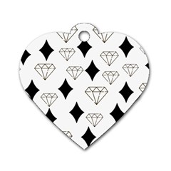 Black & Gold Diamond Design Dog Tag Heart (two Sides) by ArtsyWishy