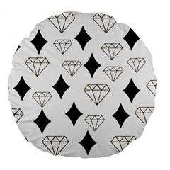 Black & Gold Diamond Design Large 18  Premium Flano Round Cushions by ArtsyWishy