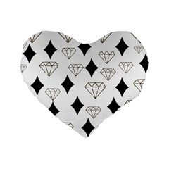 Black & Gold Diamond Design Standard 16  Premium Flano Heart Shape Cushions by ArtsyWishy