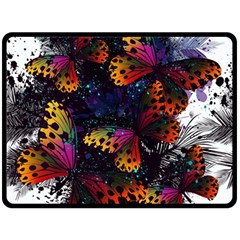 Butterfly Floral Pattern Double Sided Fleece Blanket (large)  by ArtsyWishy