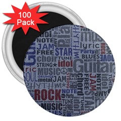 Dark Denim With Letters 3  Magnets (100 pack)