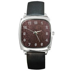 Leather Snakeskin Design Square Metal Watch by ArtsyWishy