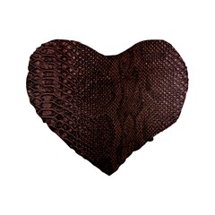 Leather Snakeskin Design Standard 16  Premium Flano Heart Shape Cushions by ArtsyWishy