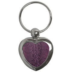 Purple Leather Snakeskin Design Key Chain (heart) by ArtsyWishy