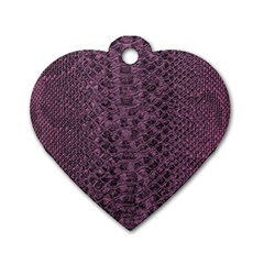 Purple Leather Snakeskin Design Dog Tag Heart (one Side) by ArtsyWishy