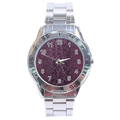 Purple Leather Snakeskin Design Stainless Steel Analogue Watch by ArtsyWishy