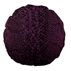 Purple Leather Snakeskin Design Large 18  Premium Flano Round Cushions by ArtsyWishy