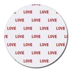 Flower Decorated Love Text Motif Print Pattern Round Mousepads by dflcprintsclothing