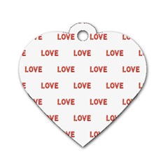 Flower Decorated Love Text Motif Print Pattern Dog Tag Heart (two Sides) by dflcprintsclothing