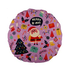 Merry Exmas Merry Exmas Standard 15  Premium Flano Round Cushions by designsbymallika