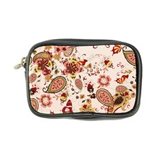 Red Floral Baatik Print Red Floral Baatik Print Coin Purse by designsbymallika