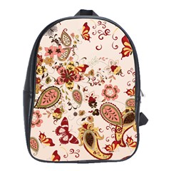 Red Floral Baatik Print Red Floral Baatik Print School Bag (Large)