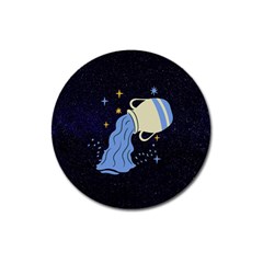 Aquarius Horoscope Astrology Zodiac Magnet 3  (round)