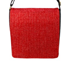 Red Denim Design  Flap Closure Messenger Bag (l) by ArtsyWishy