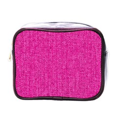 Pink Denim Design  Mini Toiletries Bag (one Side)