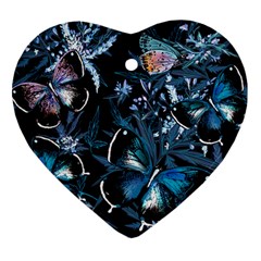 Beautiful Blue Butterflies  Heart Ornament (two Sides) by ArtsyWishy