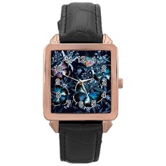 Beautiful Blue Butterflies  Rose Gold Leather Watch  by ArtsyWishy