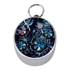 Beautiful Blue Butterflies  Mini Silver Compasses by ArtsyWishy