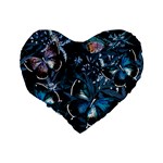 Beautiful Blue Butterflies  Standard 16  Premium Flano Heart Shape Cushions Back