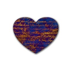 Majestic Purple And Gold Design Rubber Coaster (heart) 