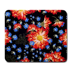 Orange And Blue Chamomiles Design Large Mousepads by ArtsyWishy