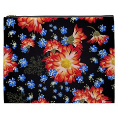 Orange And Blue Chamomiles Design Cosmetic Bag (xxxl) by ArtsyWishy