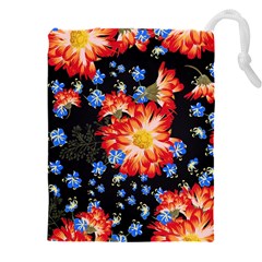 Orange And Blue Chamomiles Design Drawstring Pouch (5xl) by ArtsyWishy