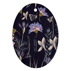 Butterflies and Flowers Painting Ornament (Oval)