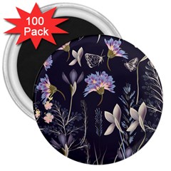 Butterflies and Flowers Painting 3  Magnets (100 pack)