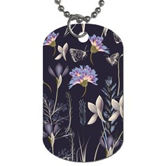 Butterflies And Flowers Painting Dog Tag (one Side) by ArtsyWishy