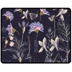 Butterflies and Flowers Painting Fleece Blanket (Medium) 