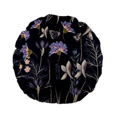 Butterflies and Flowers Painting Standard 15  Premium Flano Round Cushions