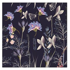 Butterflies and Flowers Painting Large Satin Scarf (Square)