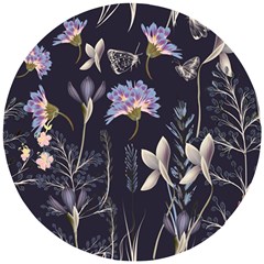 Butterflies and Flowers Painting Wooden Puzzle Round