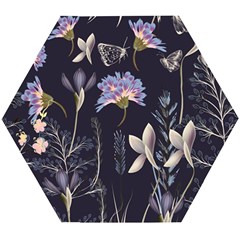 Butterflies and Flowers Painting Wooden Puzzle Hexagon