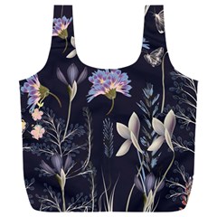 Butterflies and Flowers Painting Full Print Recycle Bag (XXXL)