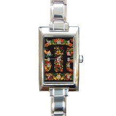 Russian Khokhloma Rectangle Italian Charm Watch by goljakoff