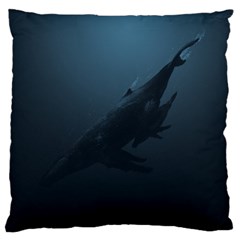 Blue Whale Family Large Cushion Case (one Side) by goljakoff