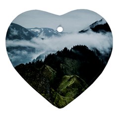 Mountain Landscape Heart Ornament (two Sides)