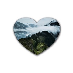 Mountain Landscape Rubber Coaster (heart) 