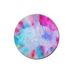 Rainbow Paint Rubber Coaster (round) 