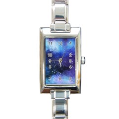 Blue Space Paint Rectangle Italian Charm Watch by goljakoff