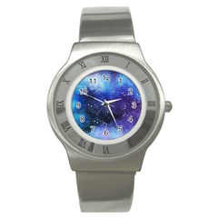 Blue Space Paint Stainless Steel Watch by goljakoff