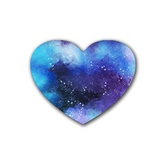 Blue Space Paint Rubber Coaster (heart)  by goljakoff