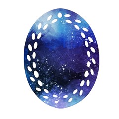 Blue Space Paint Oval Filigree Ornament (two Sides) by goljakoff