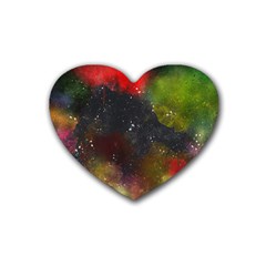 Color Splashes Rubber Coaster (heart)  by goljakoff