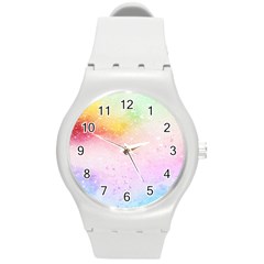 Rainbow Splashes Round Plastic Sport Watch (m) by goljakoff