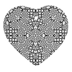 Modern Black And White Geometric Print Heart Ornament (two Sides) by dflcprintsclothing