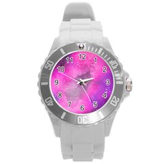 Purple Space Round Plastic Sport Watch (l) by goljakoff