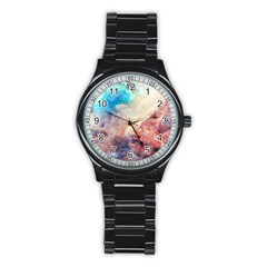 Galaxy Paint Stainless Steel Round Watch by goljakoff